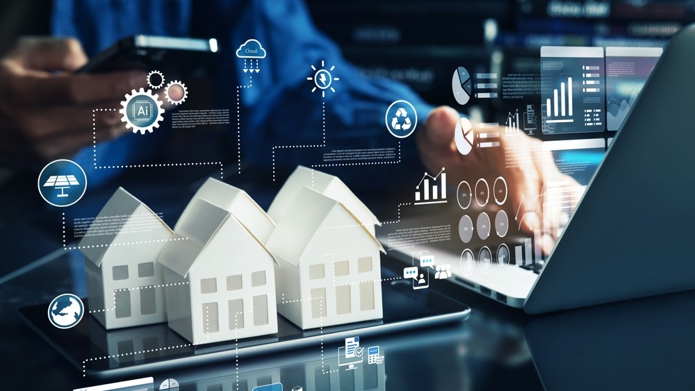 Property or real estate concepts with owner developer using innovation technology management. organization and forecasting kpi performance .Real photography with illustrator material.Non ai images